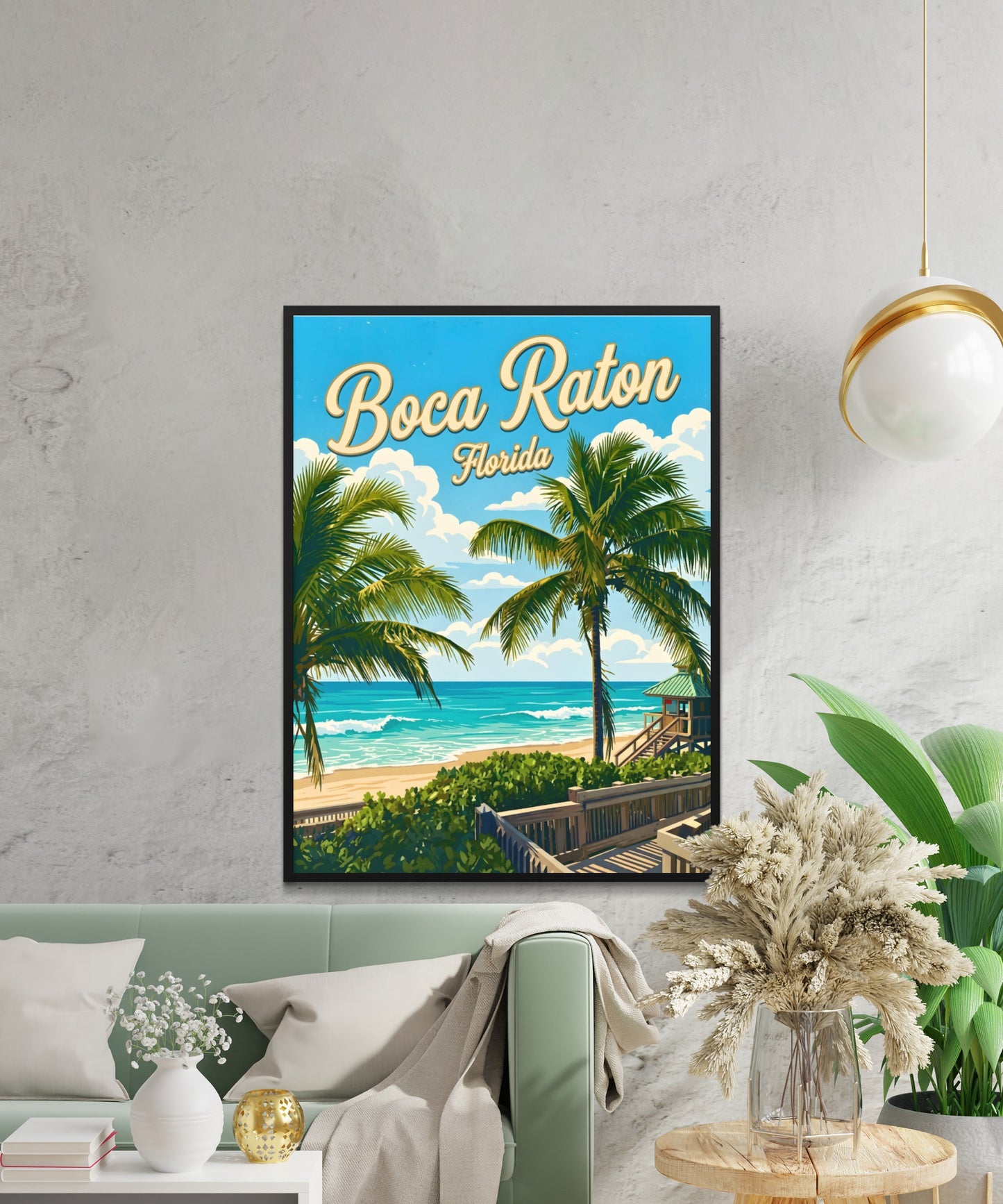 Boca Raton Vintage Travel Poster - Sunshine on the Atlantic