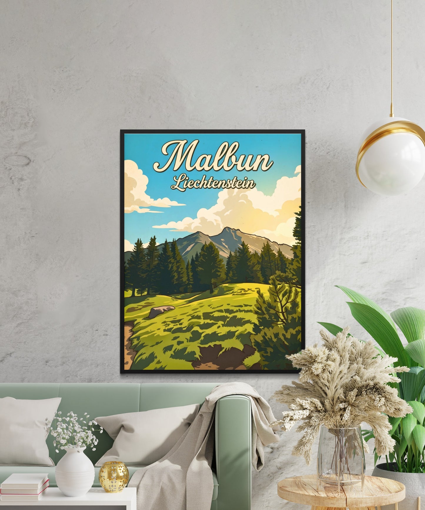 Malbun Vintage Travel Poster - Mountain Sunset View