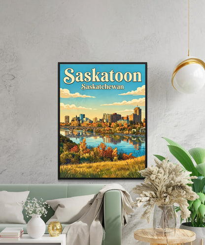 Saskatoon Vintage Travel Poster- Land of Living Skies