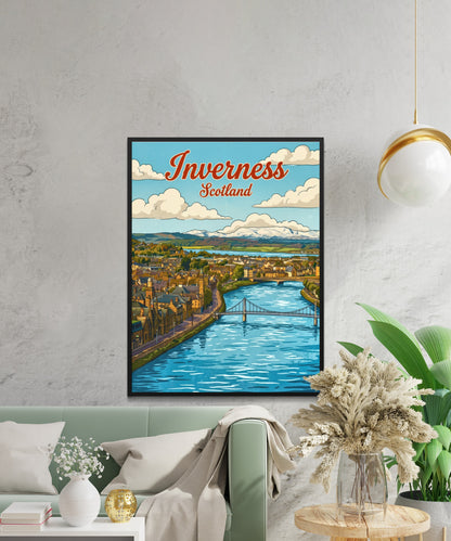 Inverness Vintage Travel Poster - Aerial View