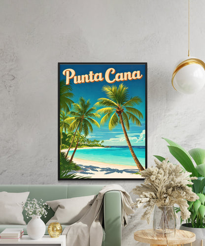 Punta Cana Vintage Travel Poster - Island Paradise in Dominican Republic