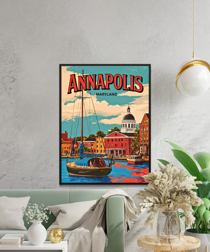 Annapolis, Maryland Vintage Travel Poster - Captivating Historical Harbor