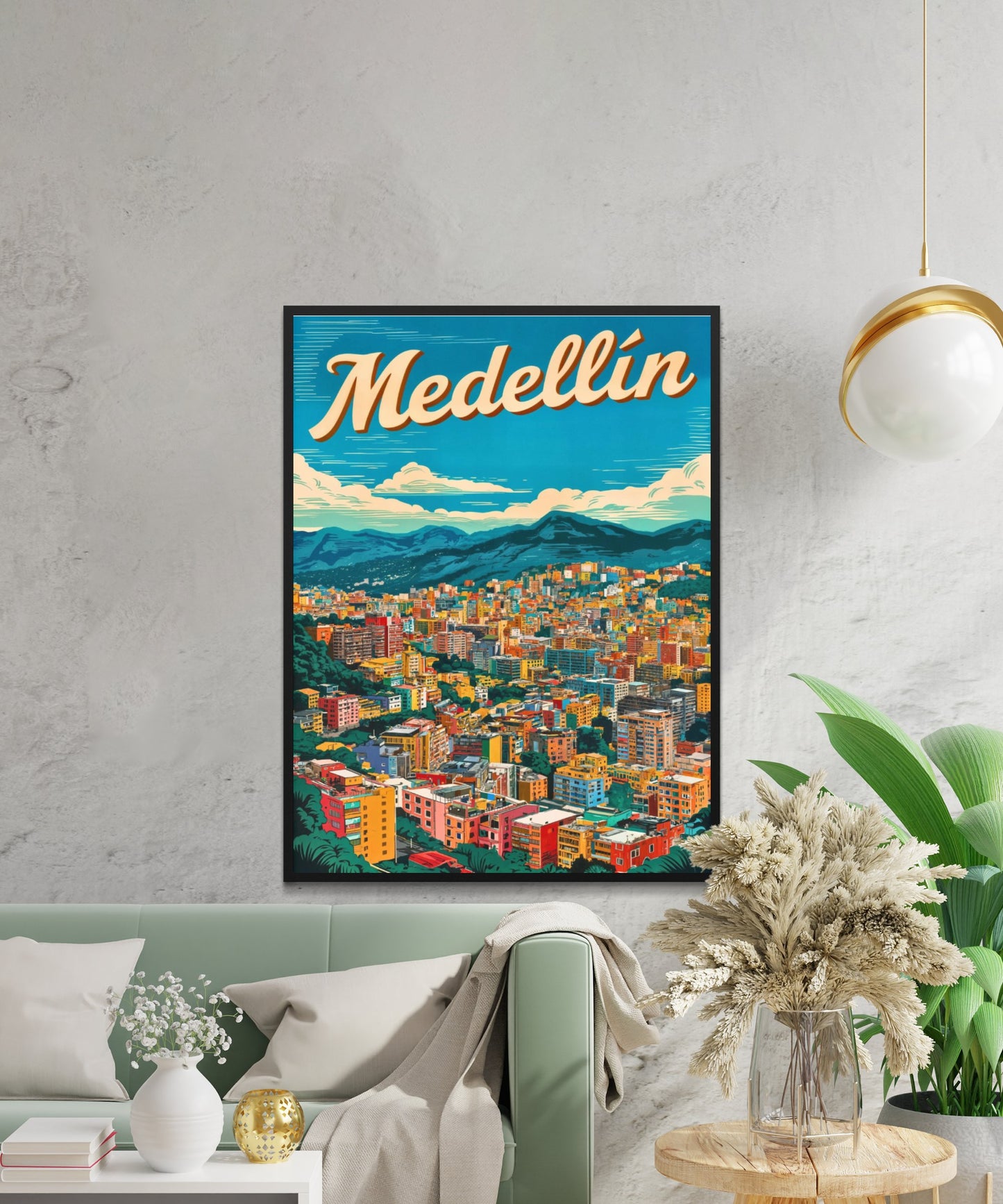 Medellín, Colombia Vintage Travel Poster