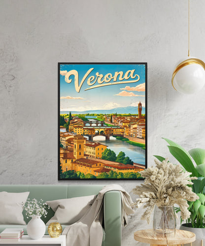 Verona, Italy Vintage Travel Poster - Where Love Lives Forever