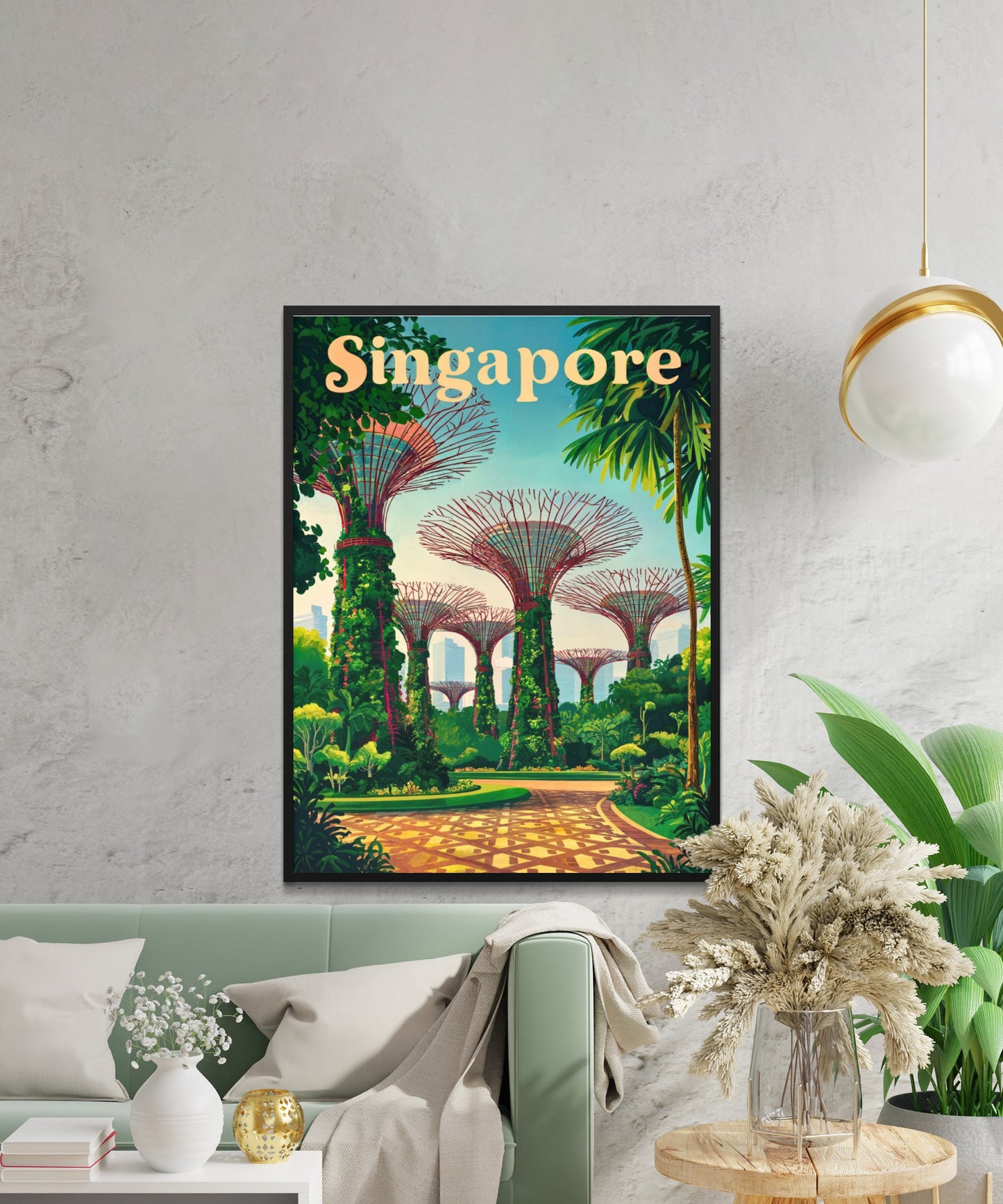 Singapore Vintage Travel Poster - Captivating View of Garden by the Bay