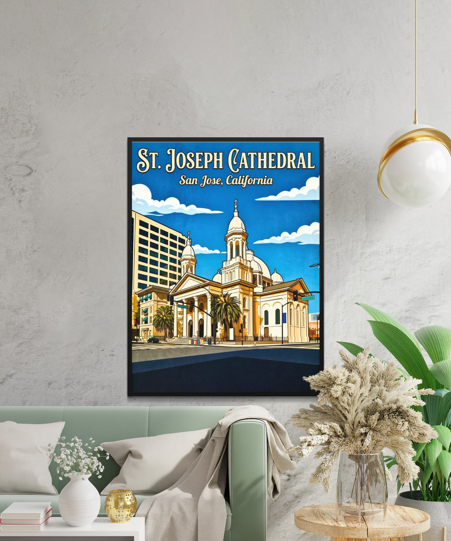 St. Joseph Cathedral Vintage Travel Poster -  Beneath the Blue Sky