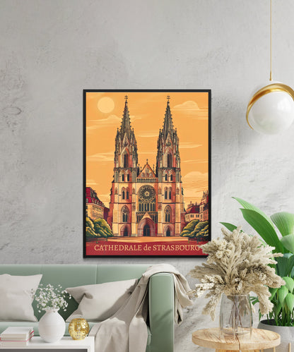 Strasbourg Cathedral Vintage Travel Poster