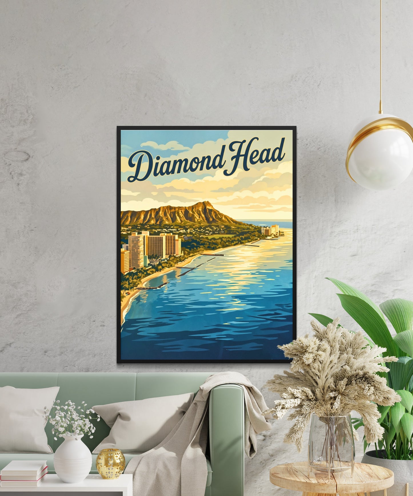 Diamond Head Vintage Travel Poster - Coastal Views