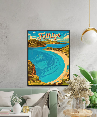 Fethiye Vintage Travel Poster - Turkey Ölüdeniz
