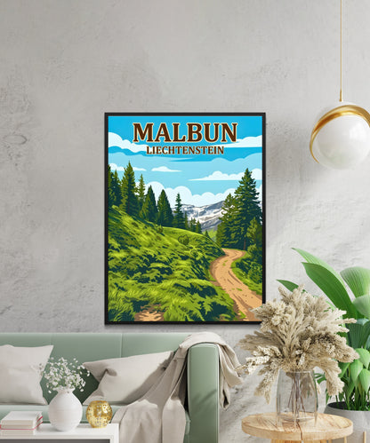 Malbun Vintage Travel Poster - Explore Mountains