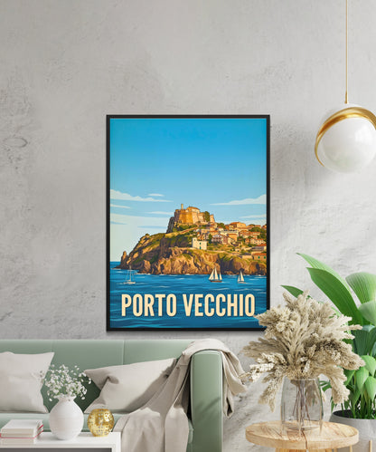 Porto Vecchio Vintage Travel Poster - Mediterranean Haven