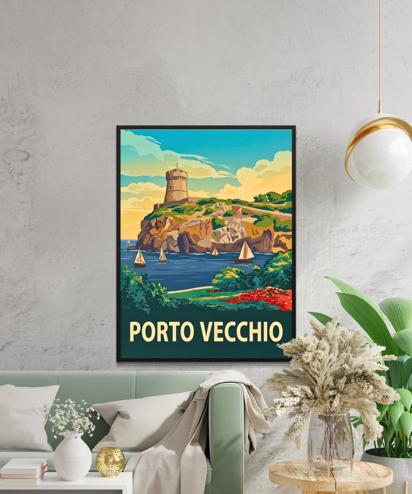 Porto Vecchio Vintage Travel Poster - Timeless Coastal Beauty