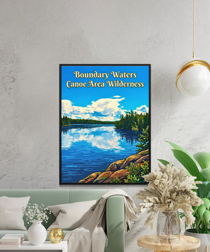 Boundary Waters Canoe Area Wilderness Vintage Travel Poster - Where the Wild Waters Flow