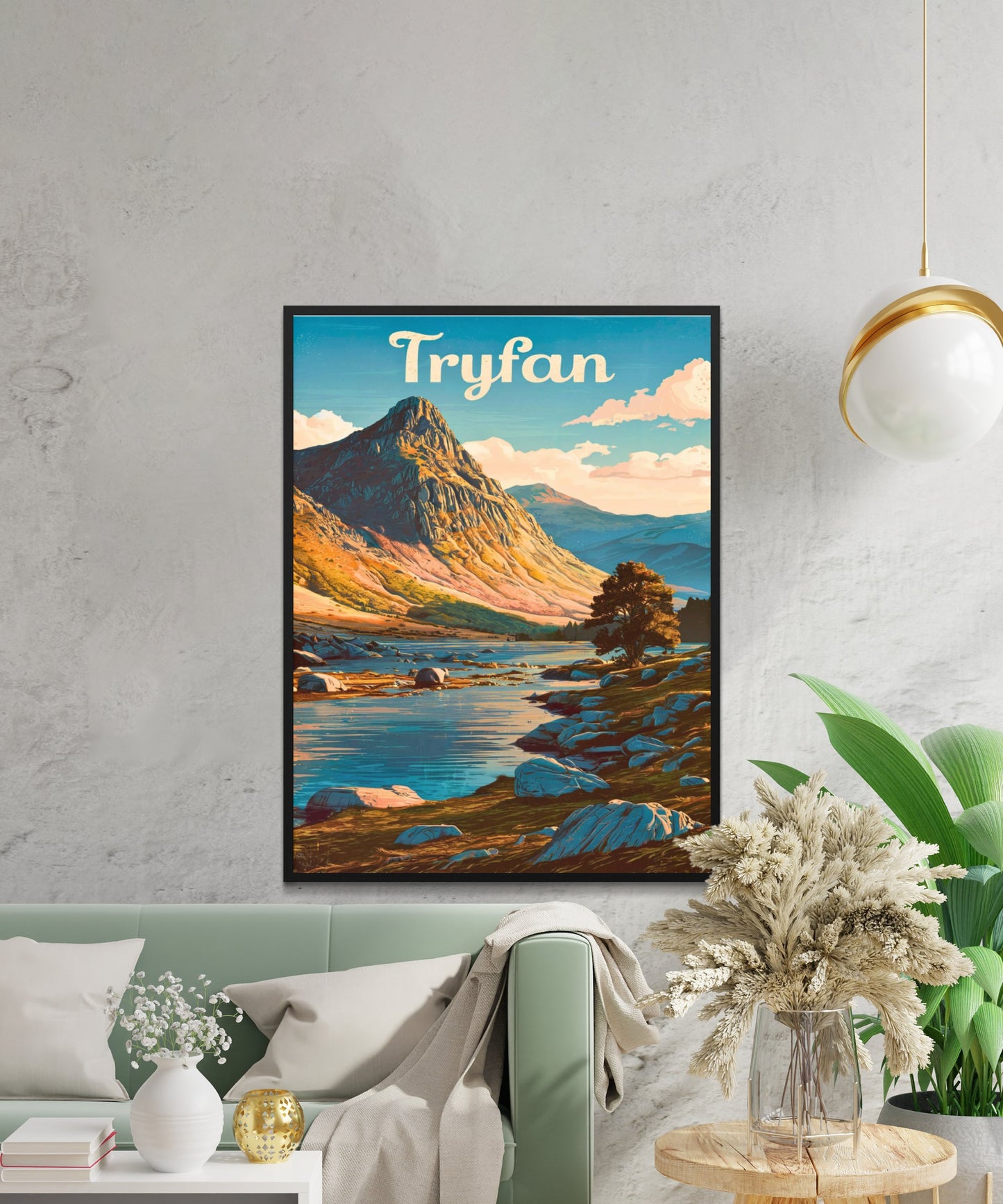 Tryfan Vintage Travel Poster - Iconic View of Snowdonia Landscape North Wales