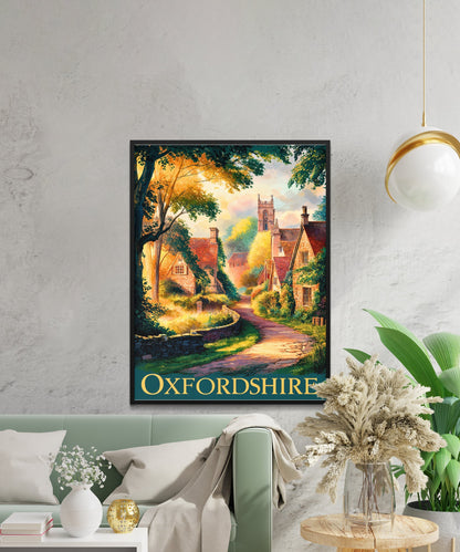 Oxfordshire Vintage Travel Poster - England Countryside