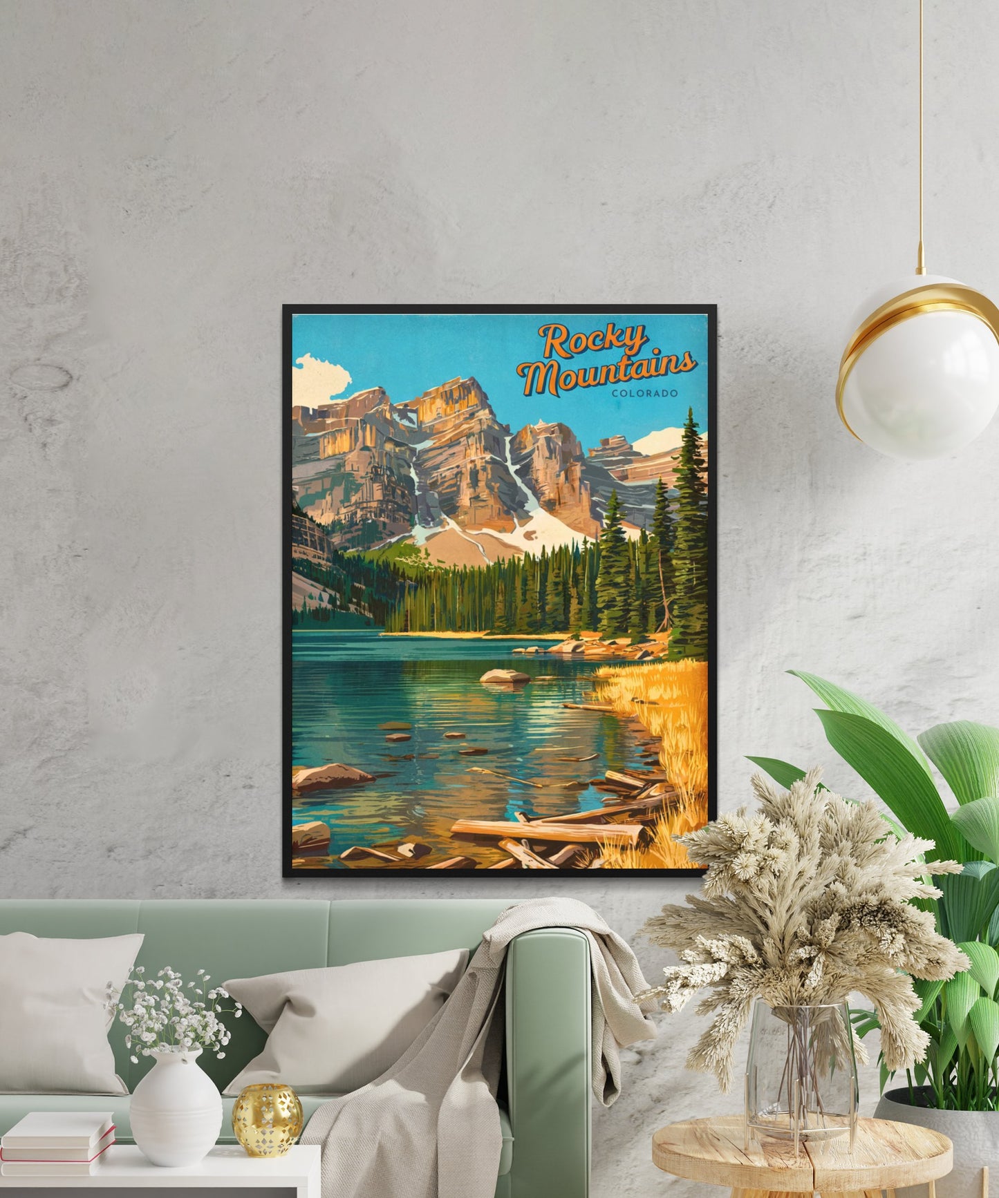 Rocky Mountains Vintage Travel Poster  - Serene Wilderness and Alpine Views