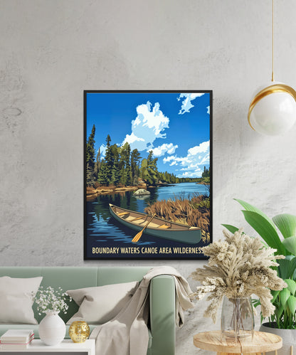 Boundary Waters Canoe Area Wilderness Vintage Travel Poster - Wild Lakes of Minnesota