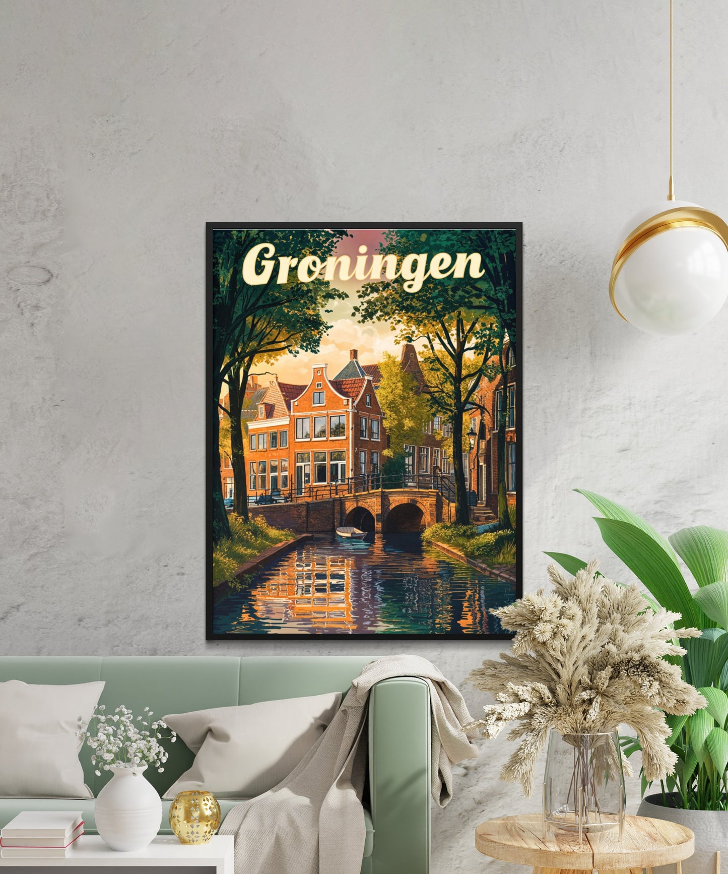 Groningen Vintage Travel Poster - Captivating Canal View