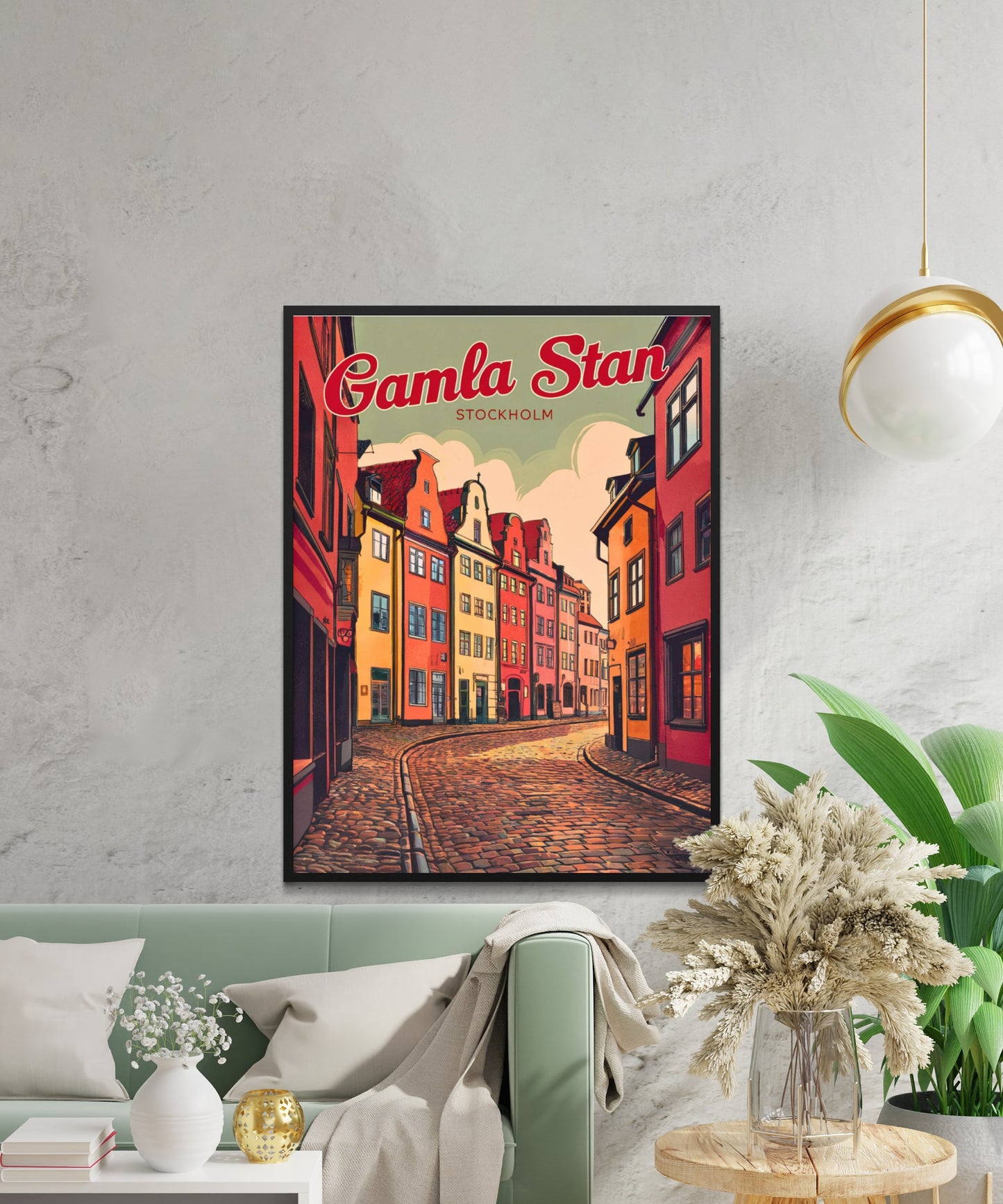 Gamla Stan Vintage Travel Poster - Charming Street in Stockholm