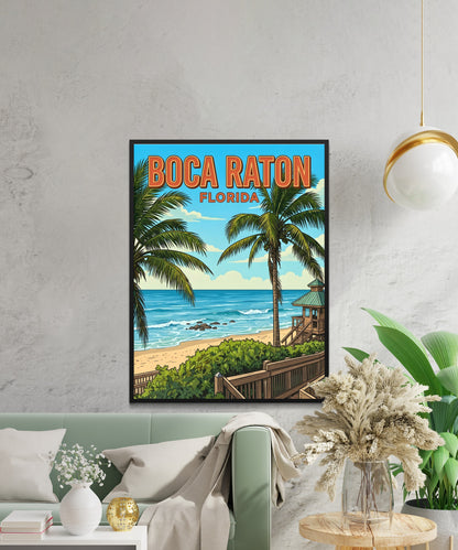 Boca Raton Vintage Travel Poster - Florida’s Elegant Shore