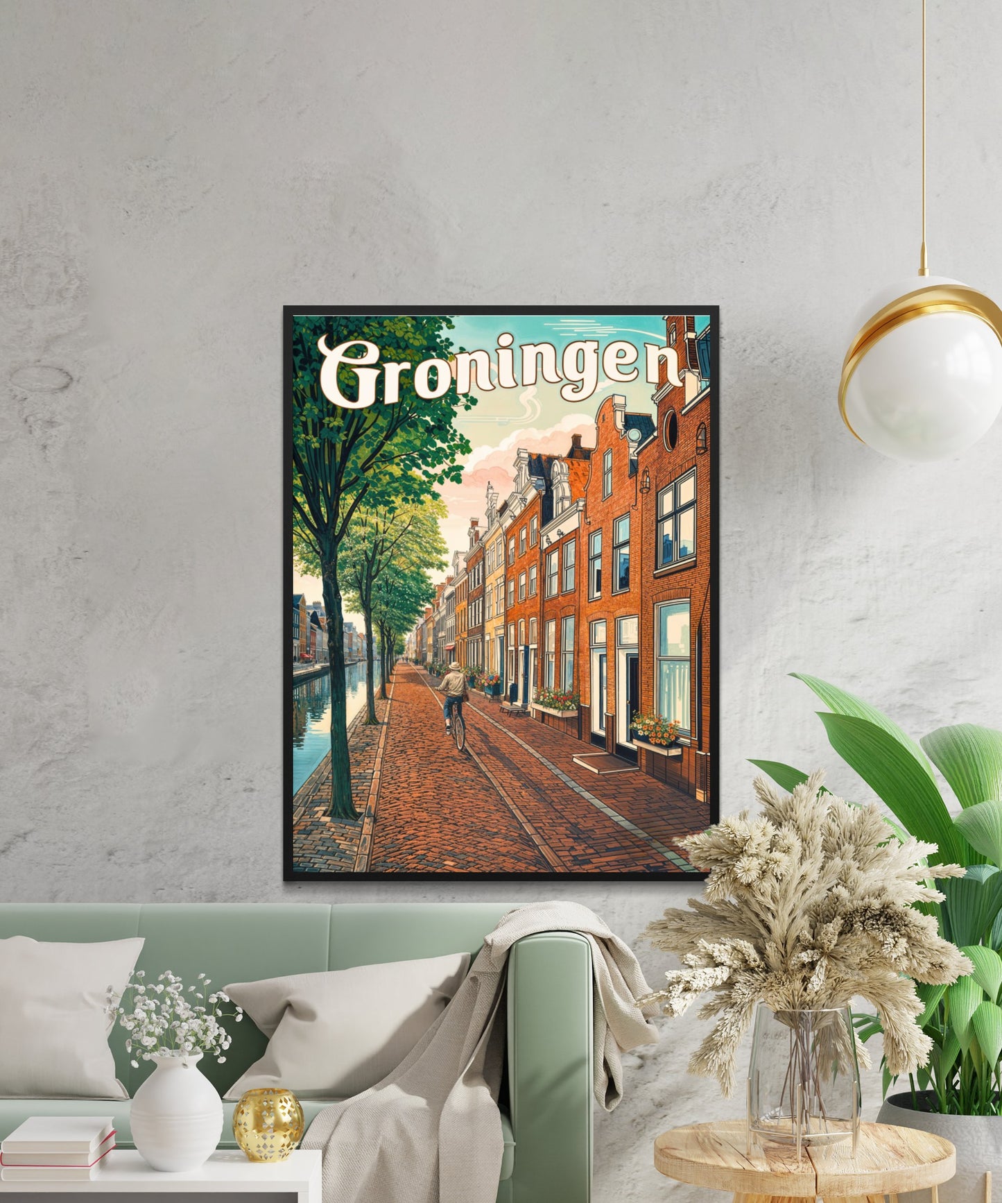 Groningen Vintage Travel Poster - Captivating Serene Urban Street View