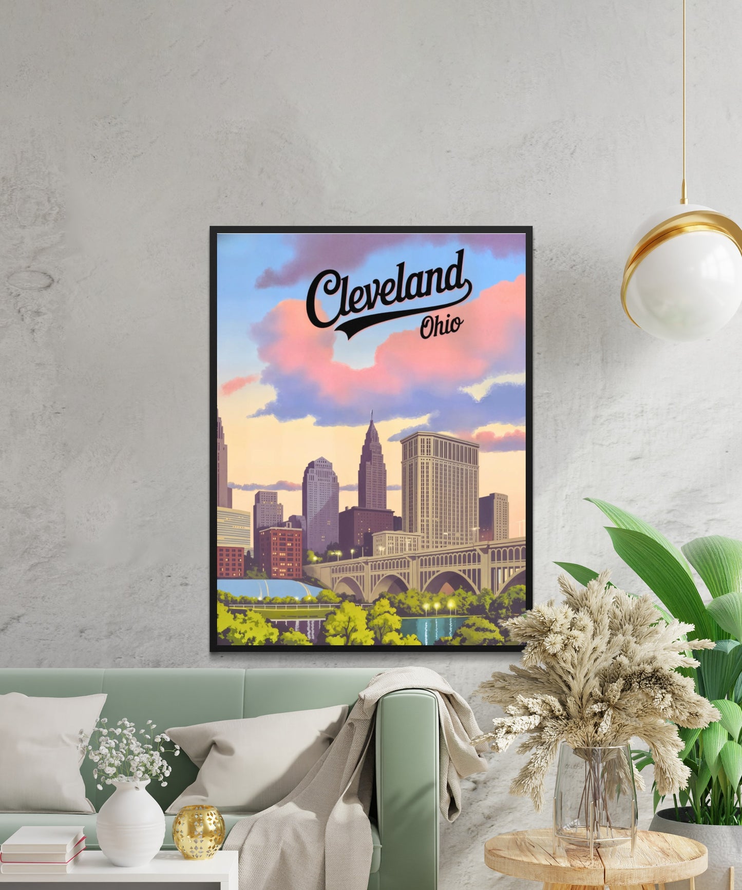 Ohio Vintage Travel Poster - Cleveland Skyscrapers