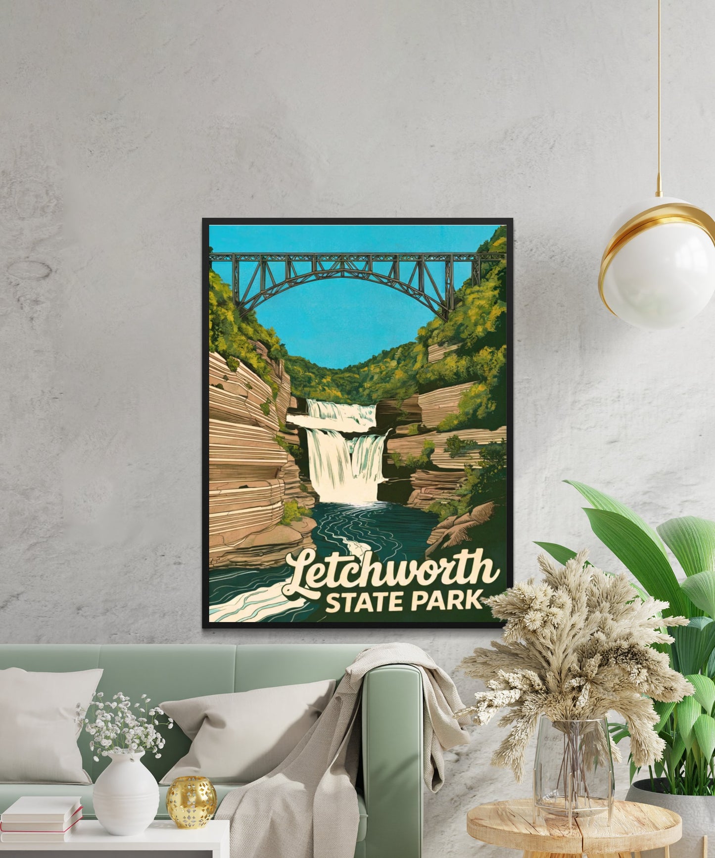 Letchworth State Park Vintage Travel Poster - Captivating Waterfalls of New York