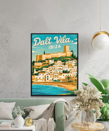 Dalt Vila Vintage Travel Poster - Historic Landmark of Ibiza