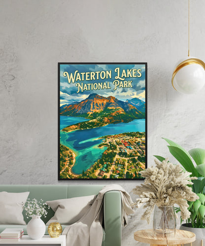 Waterton Lakes National Park Vintage Travel Poster - Crown of Southern Alberta