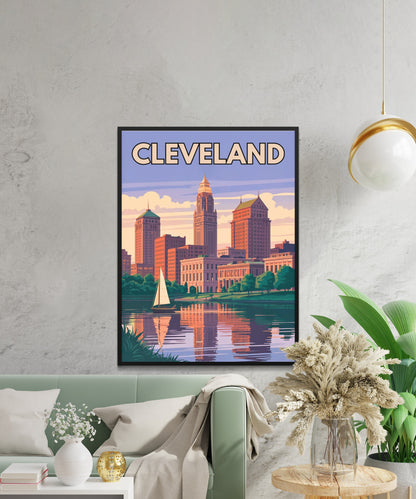 Cleveland Vintage Travel Poster - Heartbeat of Ohio