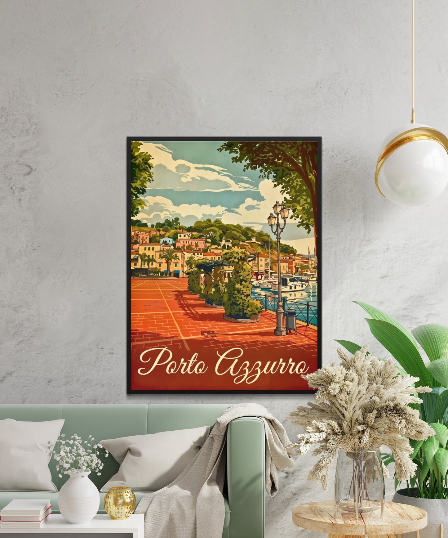 Porto Azzurro Vintage Travel Poster - Timeless Coastal Beauty