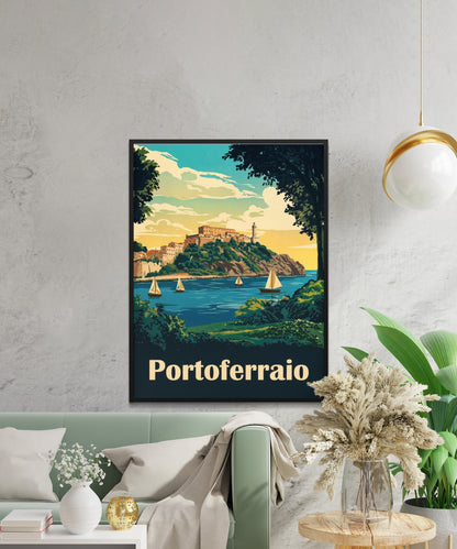 Portoferraio Vintage Travel Poster  - Harbor of History