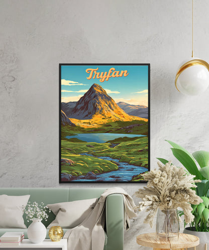 Tryfan Vintage Travel Poster - Mesmerizing View of Snowdonia North Wales