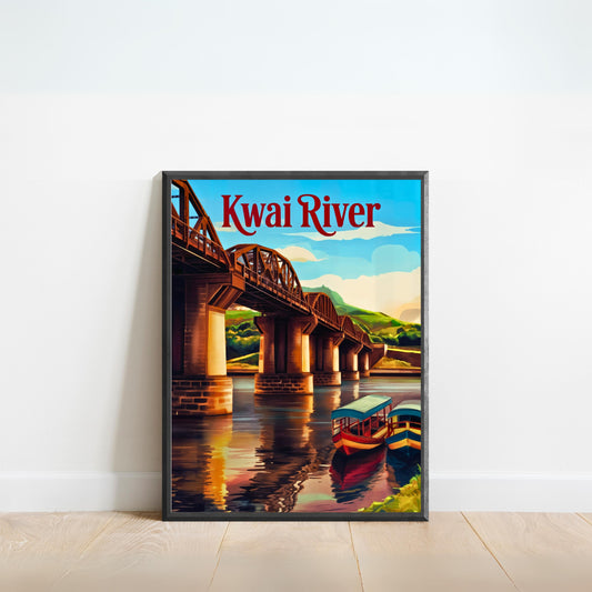 Kwai River Vintage Travel Poster -Kanchanaburi