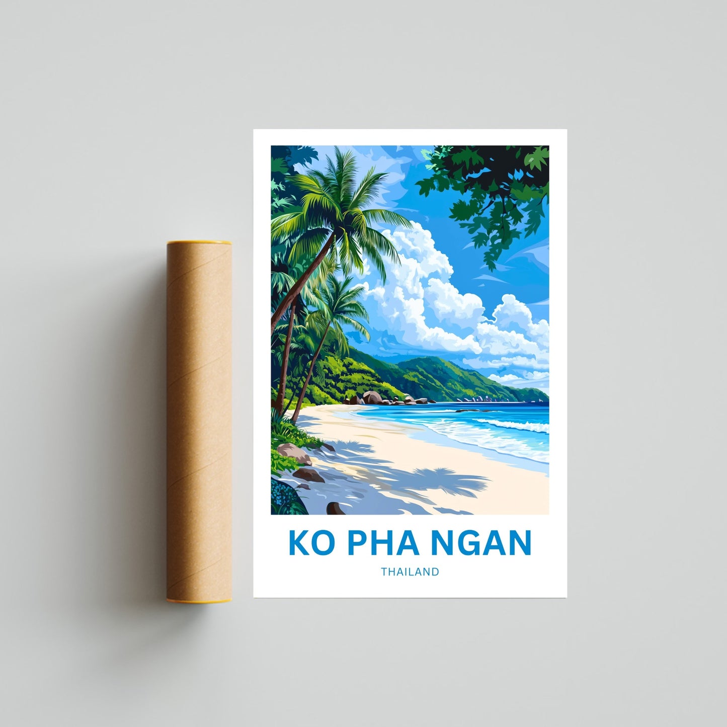 Ko Pha Ngan Travel Poster - Thailand Tropical Beach