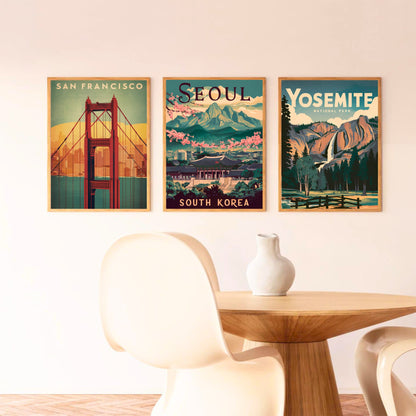 Seoul Vintage Travel Poster - Historical Sites