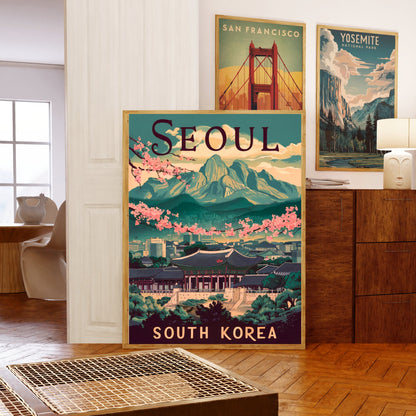 Seoul Vintage Travel Poster - Historical Sites