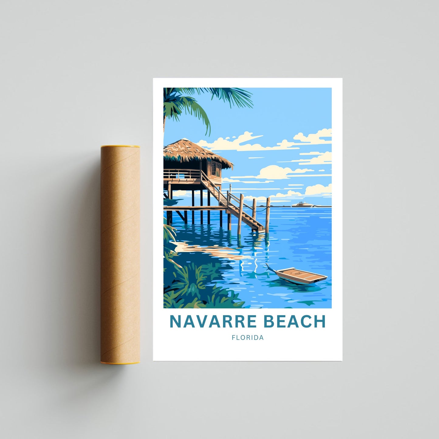 Navarre Beach Travel Poster - Serene Waters