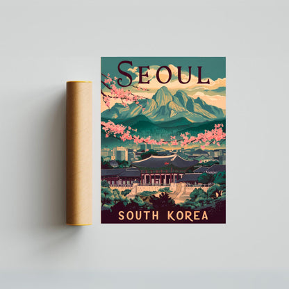 Seoul Vintage Travel Poster - Historical Sites