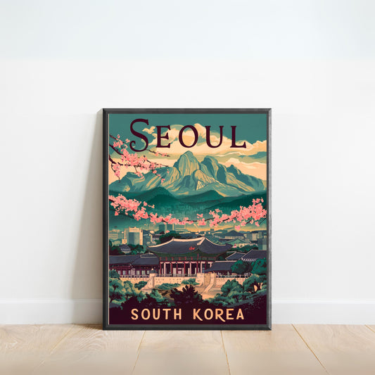 Seoul Vintage Travel Poster - Historical Sites