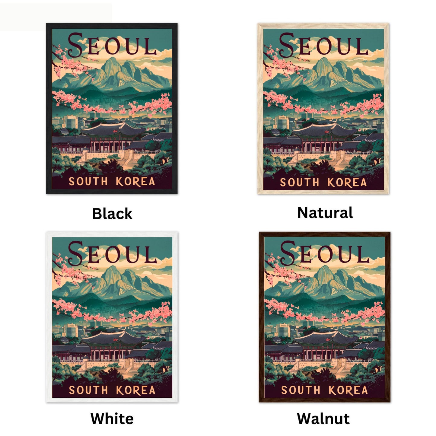 Seoul Vintage Travel Poster - Historical Sites