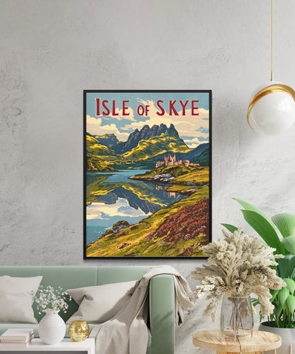 Isle of Skye Vintage Travel Poster - Highlands and Heather