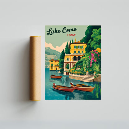 Lake Como Vintage Travel Poster