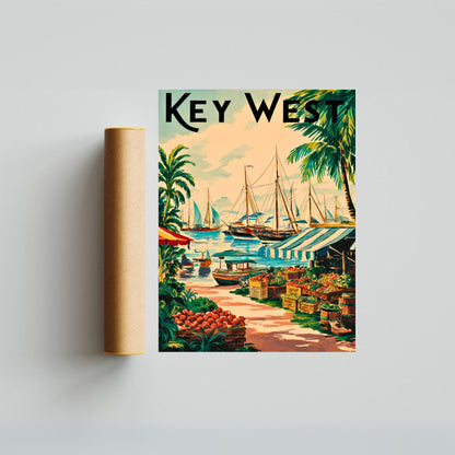 Key West Vintage Travel Poster - Conch Republic Charm