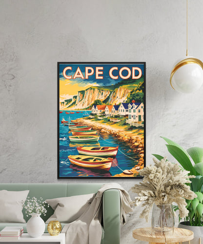 Cape Cod Vintage Travel Poster - New England Seaside