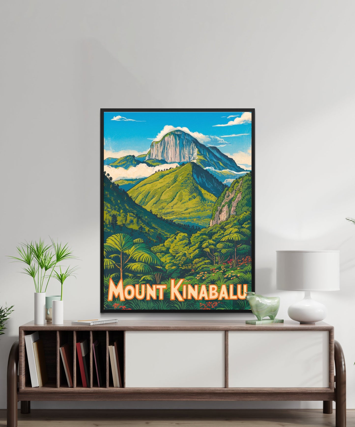 Mount Kinabalu Vintage Travel Poster