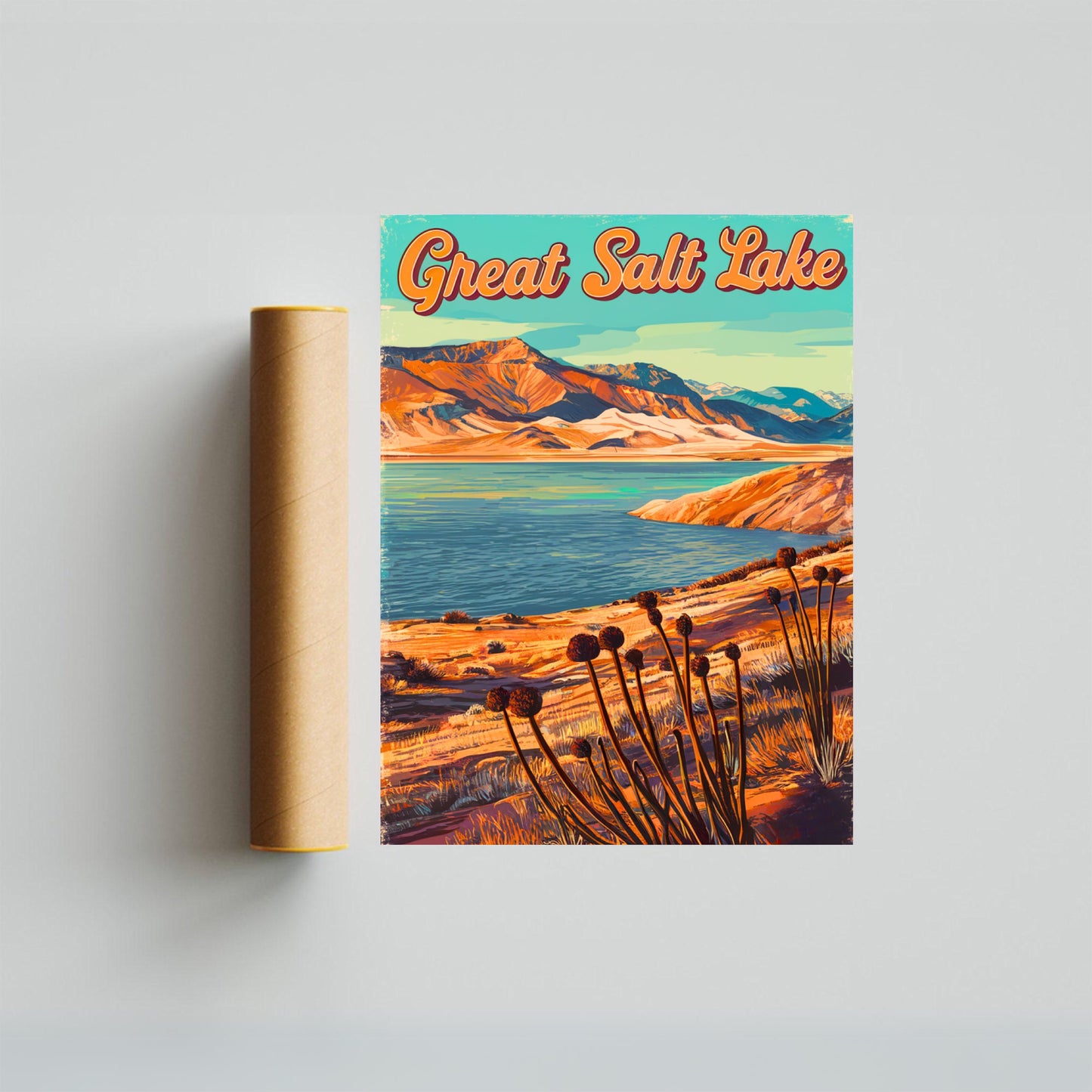 Great Salt Lake Vintage Travel Poster