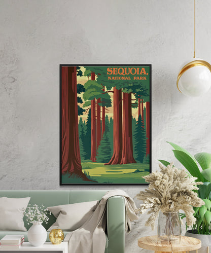 Sequoia National Park Vintage Travel Poster - Trees and Landscapes