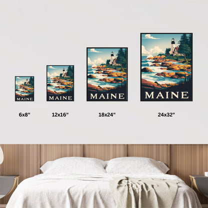 Maine Vintage Travel Poster - Coastal Beauty