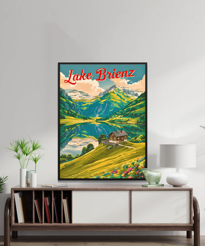 Lake Brienz Vintage Travel Poster - Swiss Serenity and Scenic Beauty